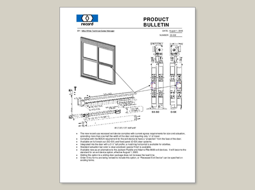 5100 Series Panic Exit Devices Product Bulletin