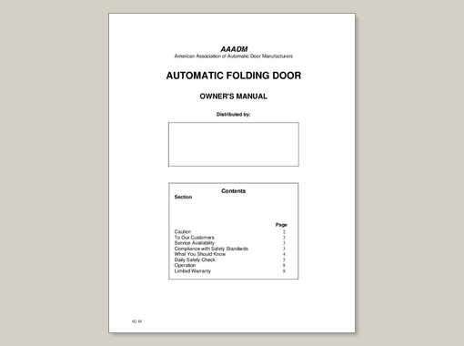 4500 Folding Door Owners Manual